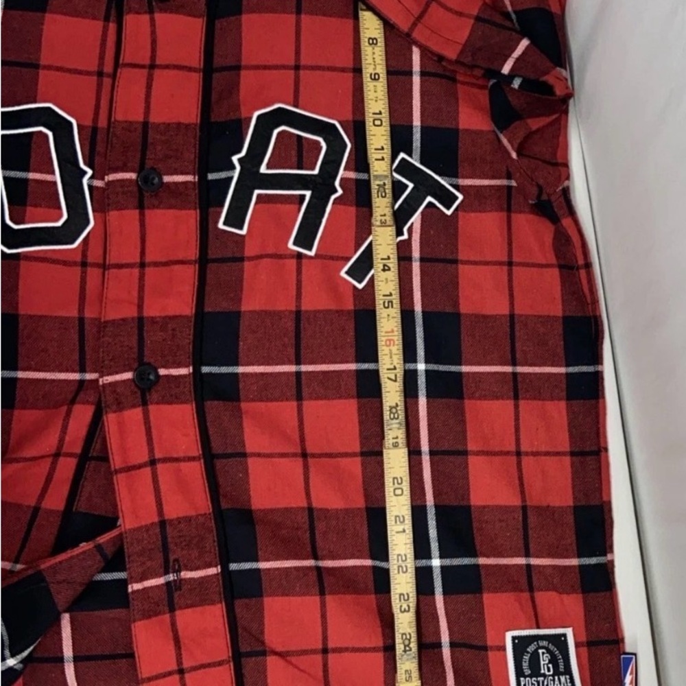 90’s Post Game GOAT button Down Flannel baseball jersey Short Sleeve Shirt XL - Picture 5 of 9